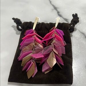 Kendra Scott Pink and Purple Leaf Drop Earrings